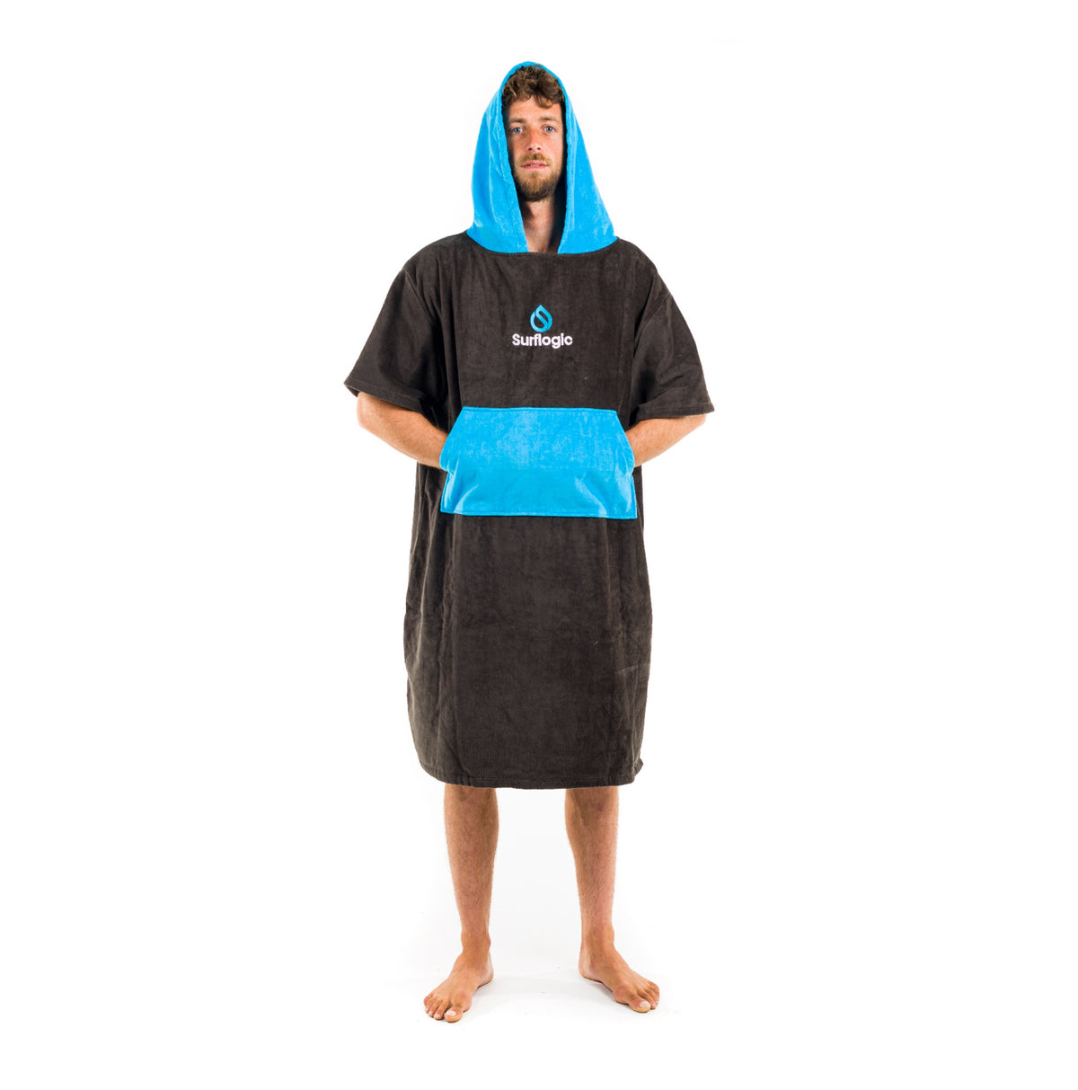 SURFLOGIC PONCHO BLACK/CYAN